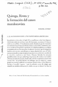 Quiroga, Rivera y la formación del canon mundonovista  [artículo] Miguel Gómes