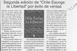 Segunda edición de "Chile escoge la libertad" por éxito de ventas  [artículo]