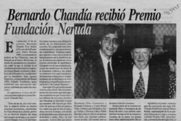 Bernardo Chandía recibió Premio Fundación Neruda  [artículo]