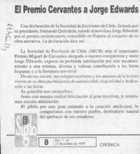 El Premio Cervantes a Jorge Edwards  [artículo]