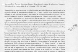 Historia de Temuco, biografía de la capital de la Frontera  [artículo] Sergio Martínez Baeza