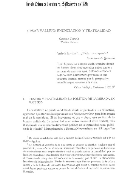 César Vallejo, enunciación y teatralidad