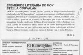Efeméride literaria de hoy, Stella Corvalán  [artículo] H. G. V.
