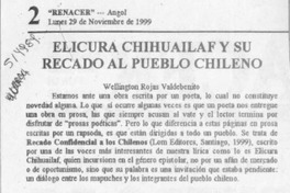 Elicura Chihuailaf y su recado el pueblo chleno  [artículo] Wellington Rojas Valdebenito