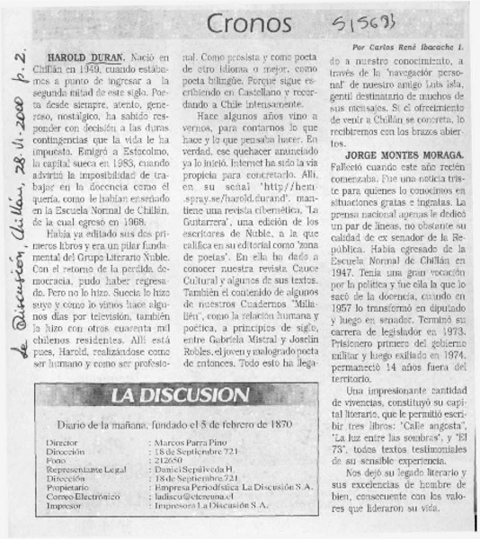 Cronos  [artículo] Carlos René Ibacache