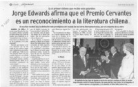 Jorge Edwards afirma que el Premio Cervantes es un reconocimiento a la literatura chilena  [artículo]