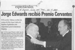 Jorge Edwards recibió Premio Cervantes  [artículo]