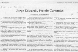 Jorge Edwards, Premio Cervantes  [artículo] Wellington Rojas Valdebenito