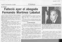 Falleció ayer el abogado Fernando Martínez Labatut