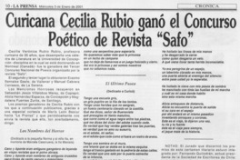 Curicana Cecilia Rubio ganó el concurso poético de revista "Safo"