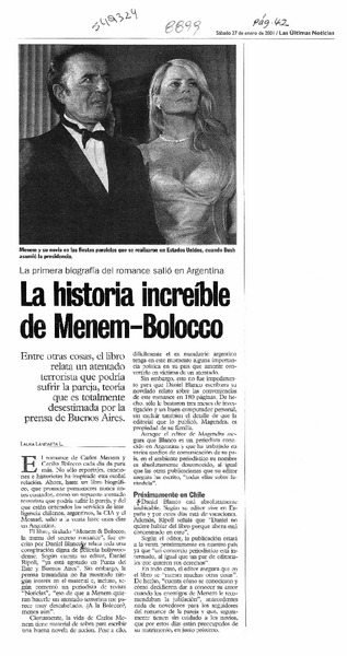 La historia increíble de Menem-Bolocco  [artículo] Laura Landaeta L.