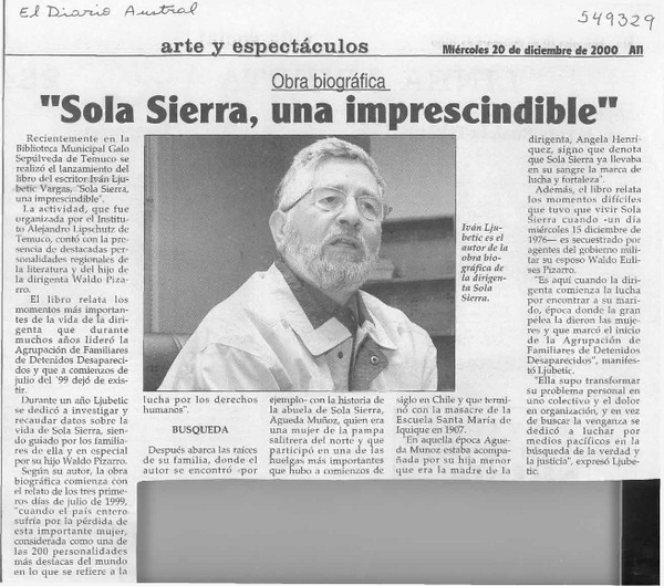 "Sola Sierra, una imprescindible"  [artículo]
