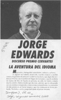 Jorge Edwards, discurso Premio Cervantes, la aventura del idioma  [artículo]