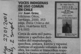 Voces indígenas de uso común en Chile  [artículo]