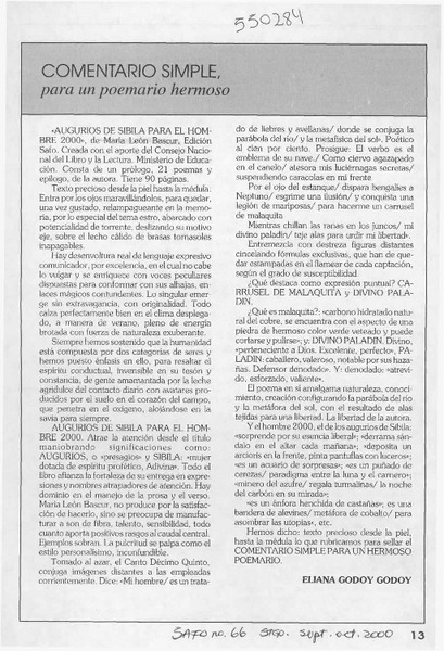 "Augurios de Sibila para el hombre 2000"  [artículo] Eliana Godoy Godoy