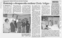 Homenaje a desaparecida escritora Gloria Artigas  [artículo]