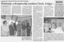 Homenaje a desaparecida escritora Gloria Artigas  [artículo]