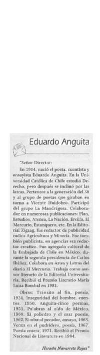 Eduardo Anguita  [artículo] Hernán Navarrete Rojas