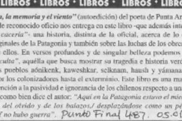 "Patagonia, la memoria y el viento"  [artículo] Alejandro Lavquén