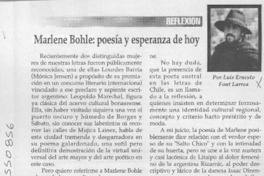 Marlene Bohle, poesía y esperanza de hoy  [artículo] Luis Ernesto Font Larrea