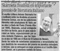 Skármeta finalista en importante premio de literatura italiano