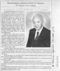 Reconocimiento a destacado profesor de Valparaíso, Dr. Eduardo Godoy Gallardo  [artículo]