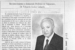 Reconocimiento a destacado profesor de Valparaíso, Dr. Eduardo Godoy Gallardo  [artículo]