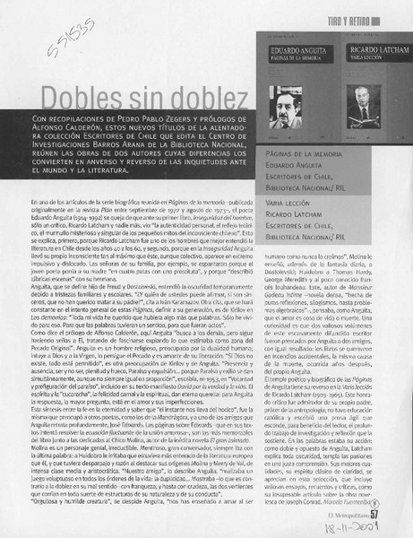 Dobles sin doblez  [artículo] Marcela Fuentealba