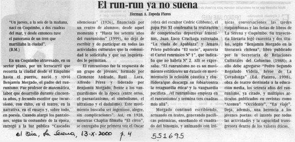 El run-run ya no suena  [artículo] Herman A. Zepeda Flores