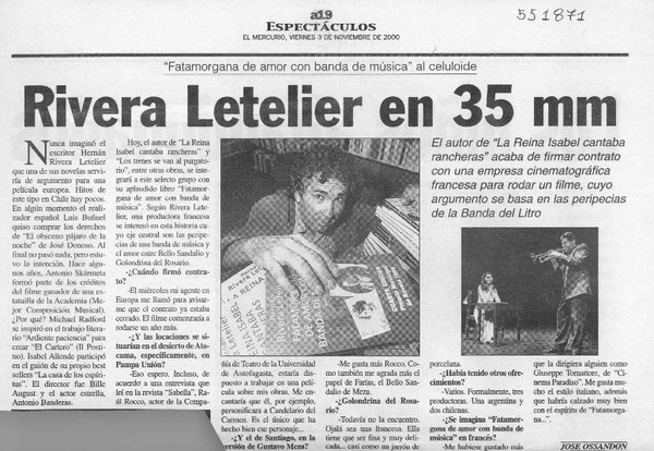 Rivera Letelier en 35 mm  [artículo] José Ossandón