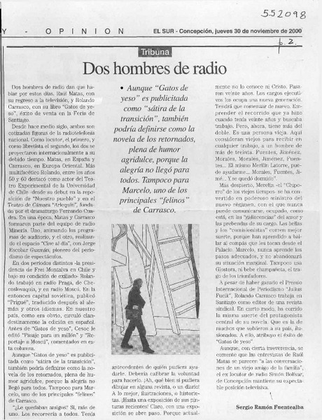 Dos hombres de radio  [artículo] Sergio Ramón Fuentealba