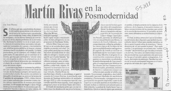 Martín Rivas en la posmodernidad  [artículo] José Promis