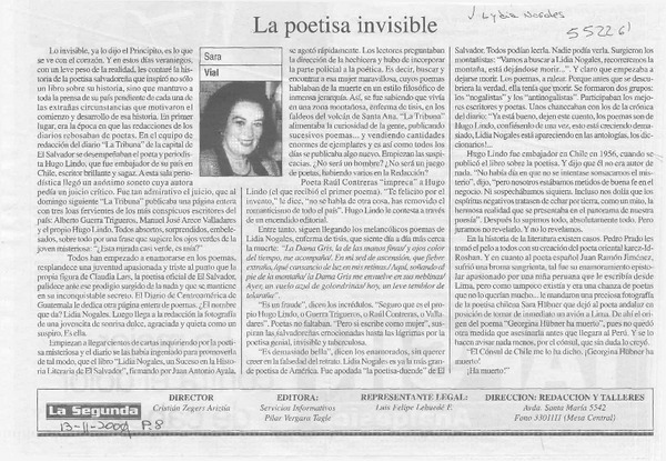 La poetisa invisible  [artículo] Sara Vial