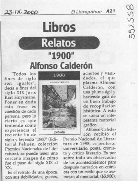"1900", Alfonso Calderón  [artículo]