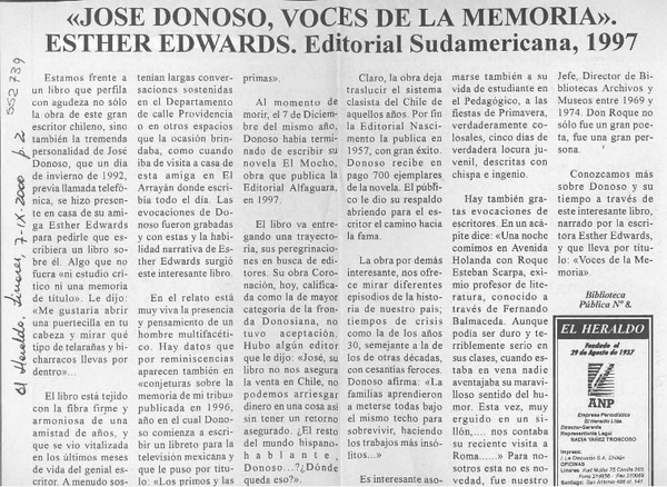 "José Donoso, voces de la memoria"  [artículo]