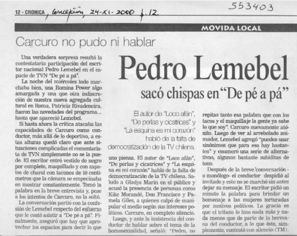Pedro Lemebel  <artículo>