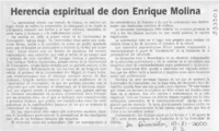 Herencia espiritual de don Enrique Molina  [artículo]