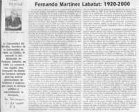 Fernando Martínez Labatut, 1920-2000  [artículo] Marco Aurelio Reyes Coca