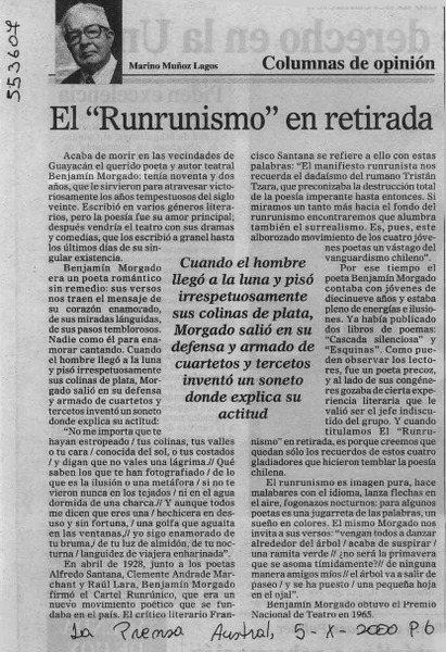 El "Runrunismo" en retirada  [artículo] Marino Muñoz Lagos