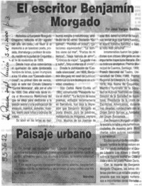El escritor Benjamín Morgado  [artículo] José Vargas Badilla