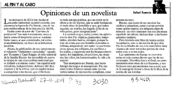 Opiniones de un novelista  [artículo] Rafael Gumucio