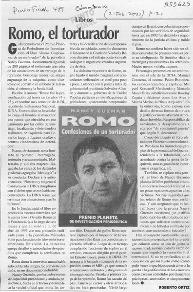 Romo, el torturador  [artículo] Roberto Ortiz