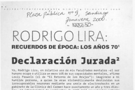 Rodrigo Lira, recuerdos de época, los años 70  [artículo]