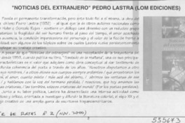"Noticias del extranjero" Pedro Lastra  [artículo]