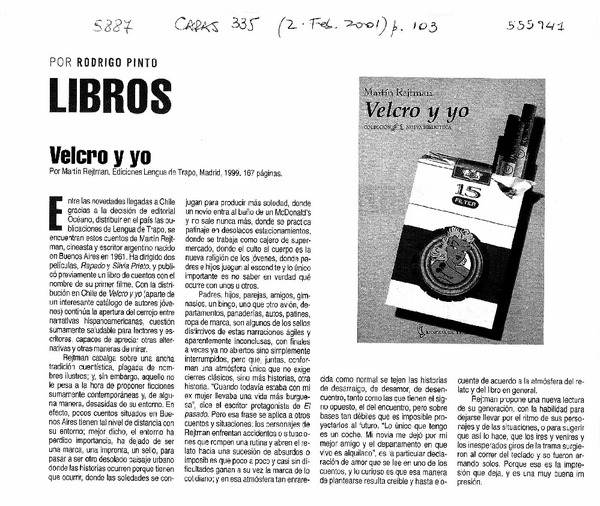 Velcro y yo  [artículo] Rodrigo Pinto