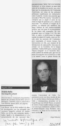 Andrés Bello, una biografía cultural  [artículo] Jorge Palacios