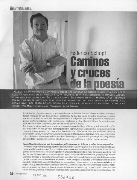 Federico Shopf caminos y cruces de la poesía  [artículo] Marcela Fuentealba