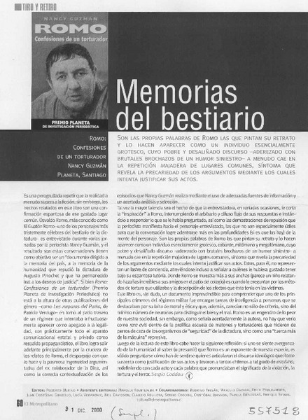 Memorias del bestiario  [artículo] Sergio Coddou
