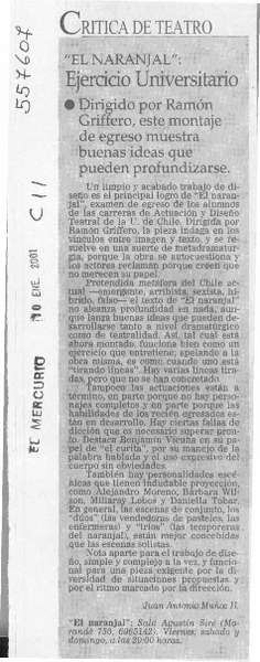"El Naranjal", ejercicio universitario  [artículo] Juan Antonio Muñoz H.
