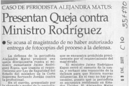 Presentan queja contra ministro Rodríguez  [artículo]